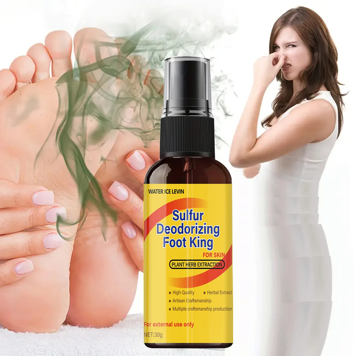 Sulfur Foot Deodorizer Spray Herbal Odor Control and Skin Moisturizer