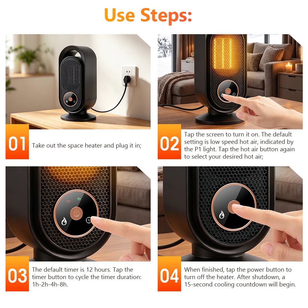 Portable PTC Ceramic Desktop Heater for Home and Office - 14