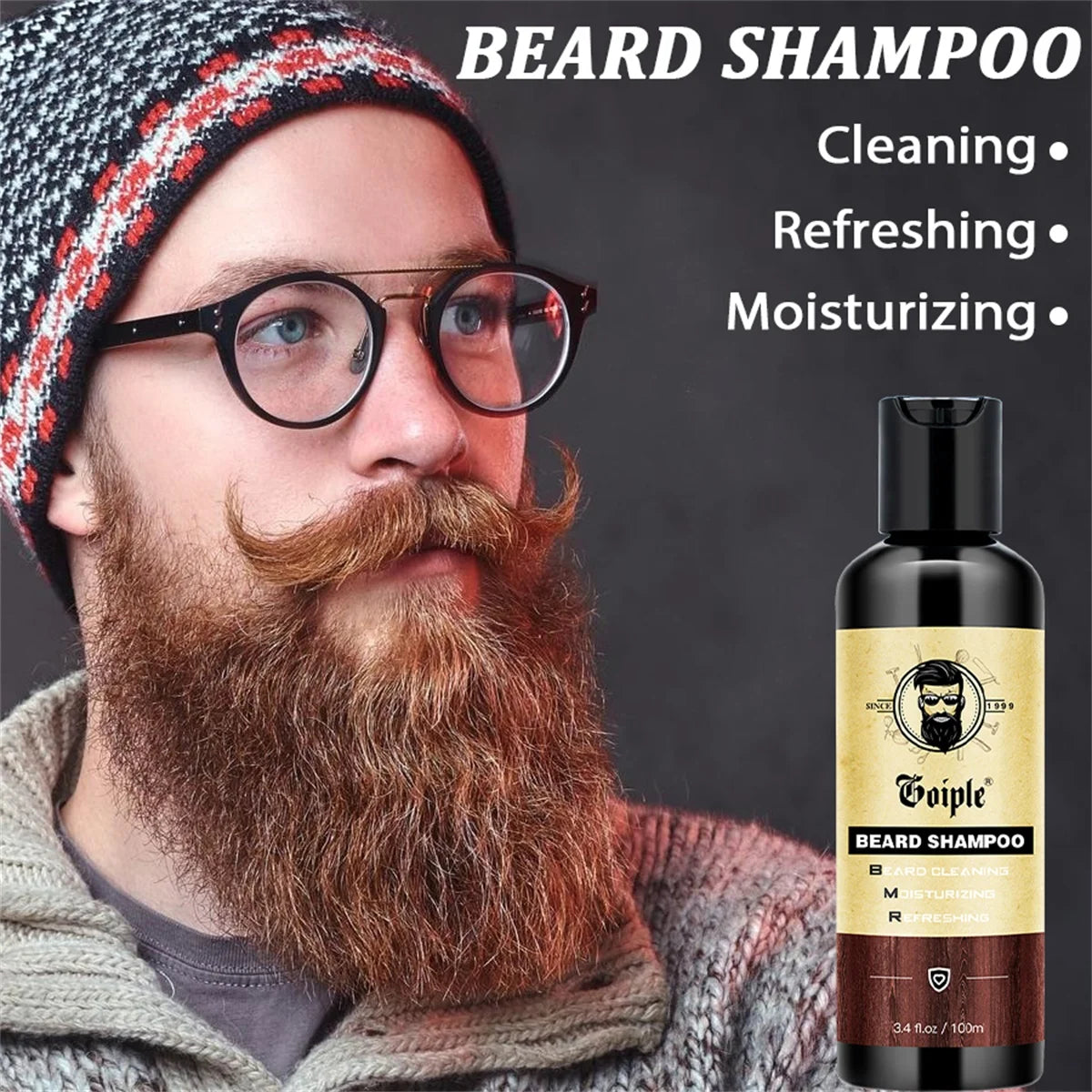Goiple 2pcs Beard Grooming Kit Cleansing Shampoo and Volumizing Oil - 3