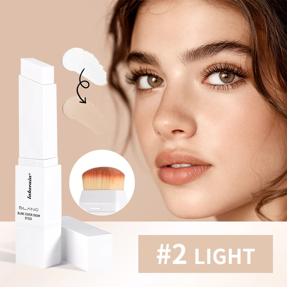 Dual-Ended Waterproof Foundation Stick with Built-in Brush