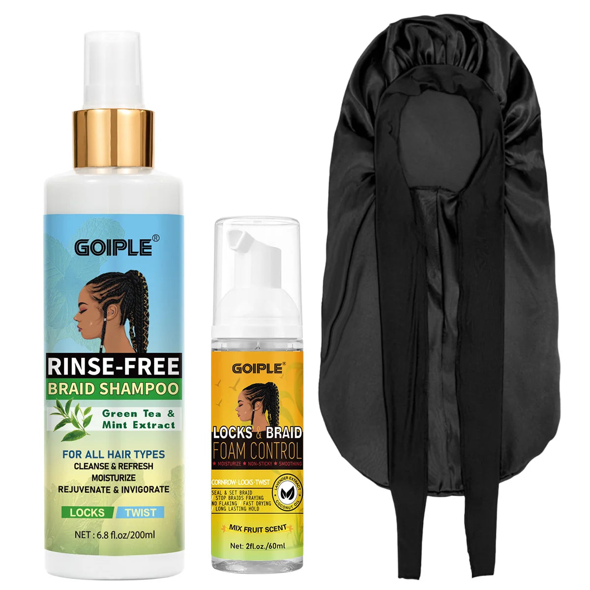 Rinse Free Braid Shampoo and Foam Mousse Set with Nightcap