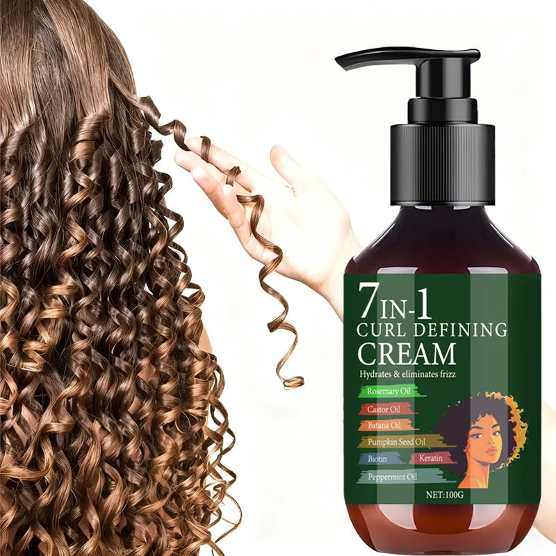 7 In 1 Curl Defining Cream 100g Anti Frizz Moisturizing Hair Styling