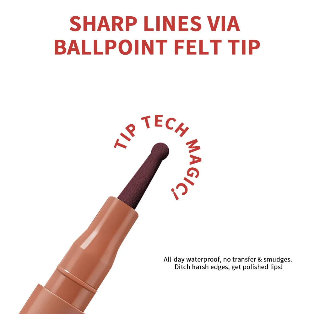 Long-Lasting Waterproof Ballpoint Felt Tip Lip Liner