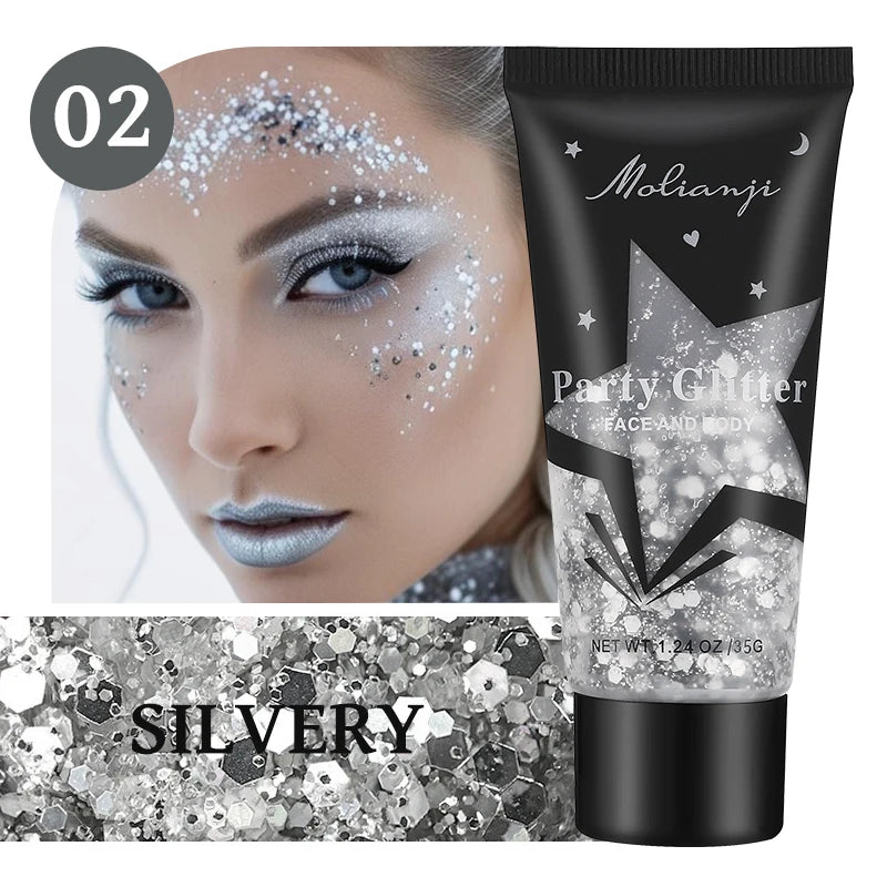 Molianji Glitter Gel Face and Body Shimmer Makeup for Parties - 24