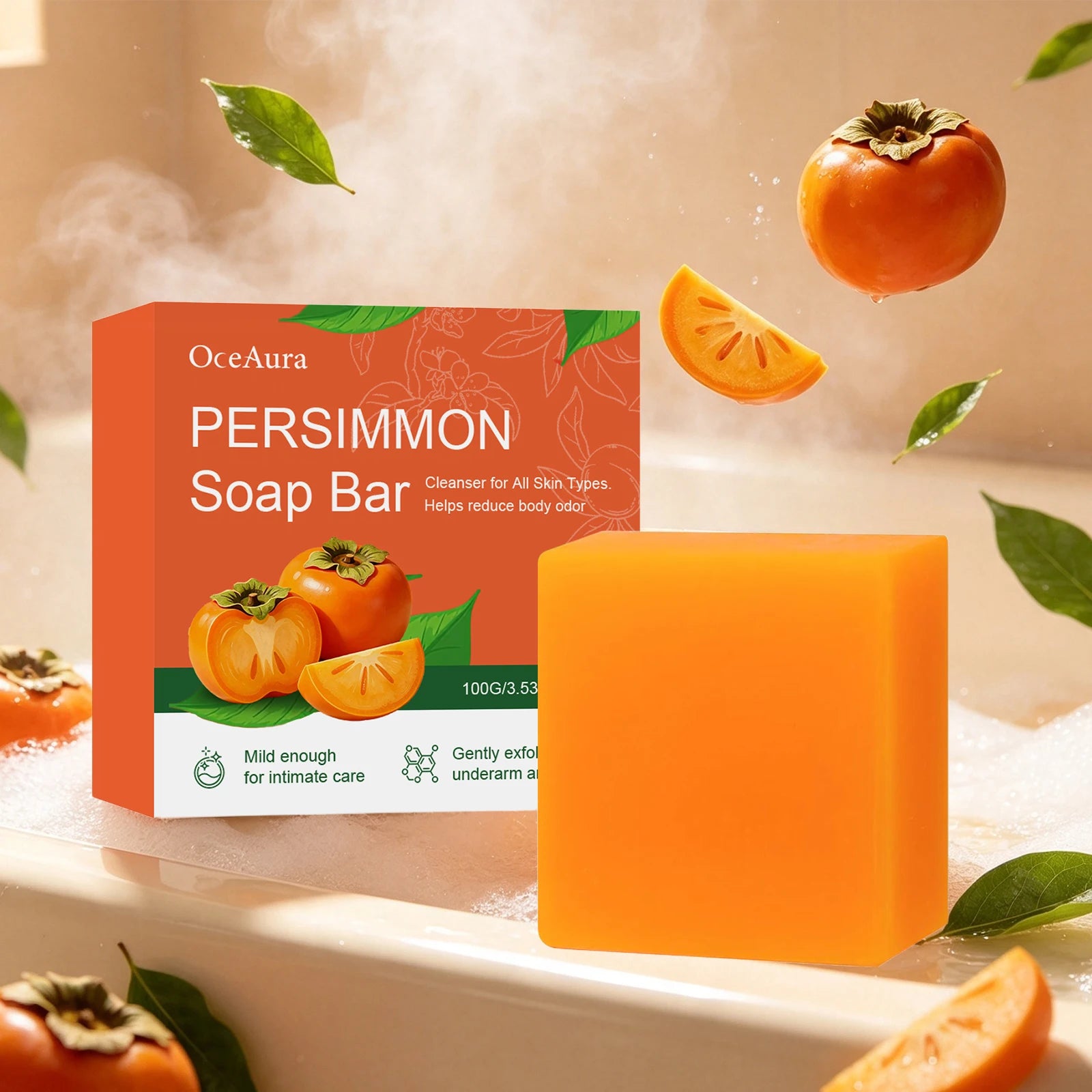 Persimmon Exfoliating Soap Bar for Odor Control and Body Cleansing - 2