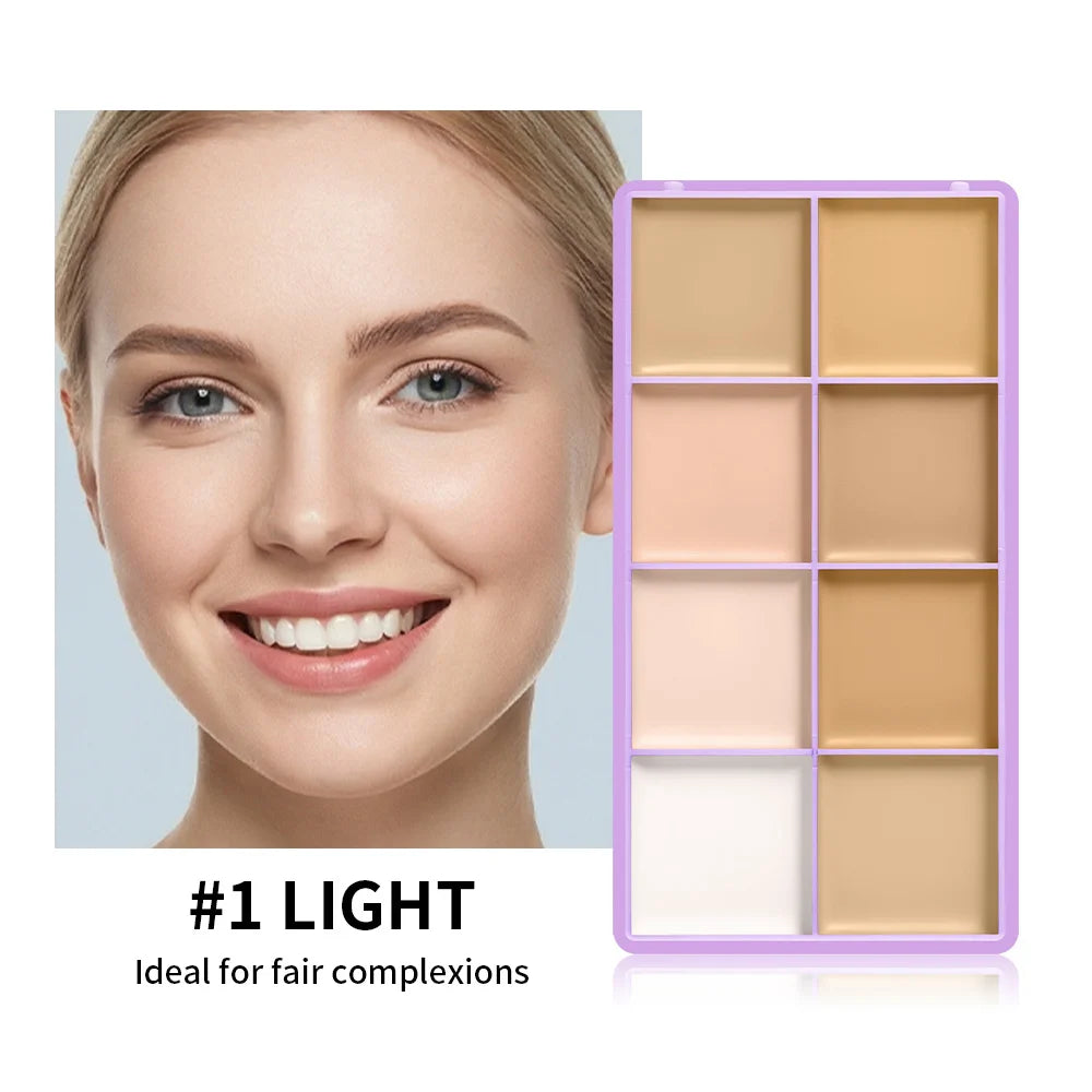 8-Shade Matte Cream Concealer Palette for Full Face Coverage