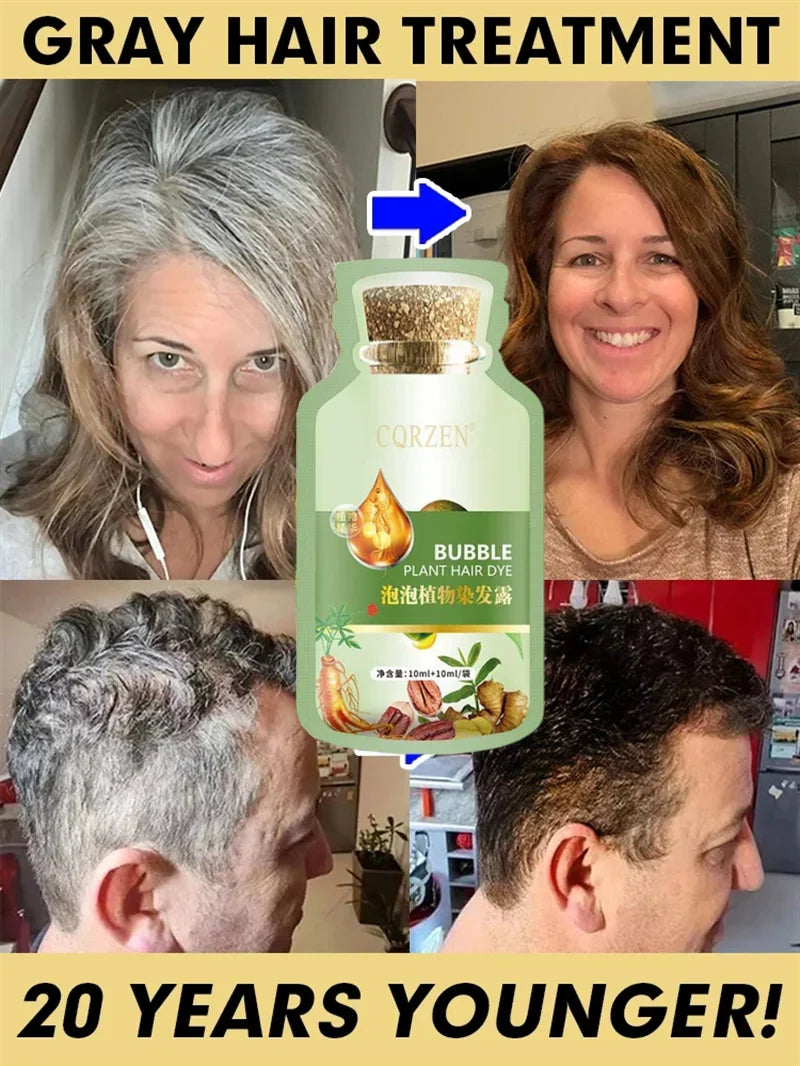 Natural Plant Herbal Extract Hair Dye Shampoo for Gray Hair Coverage