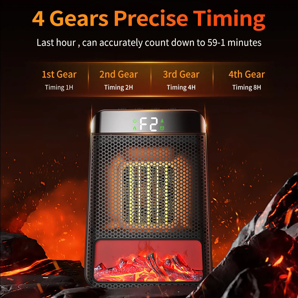 Portable Electric Space Heater with Flame Effect