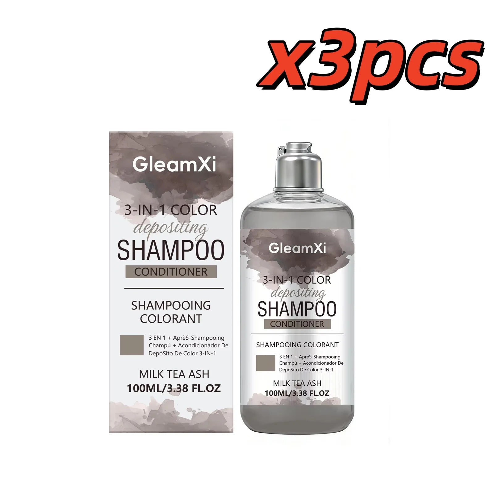 3 in 1 Milk Tea Ash Color Depositing Shampoo and Conditioner