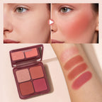 4-Color Matte Pigmented Blush Palette with Brush