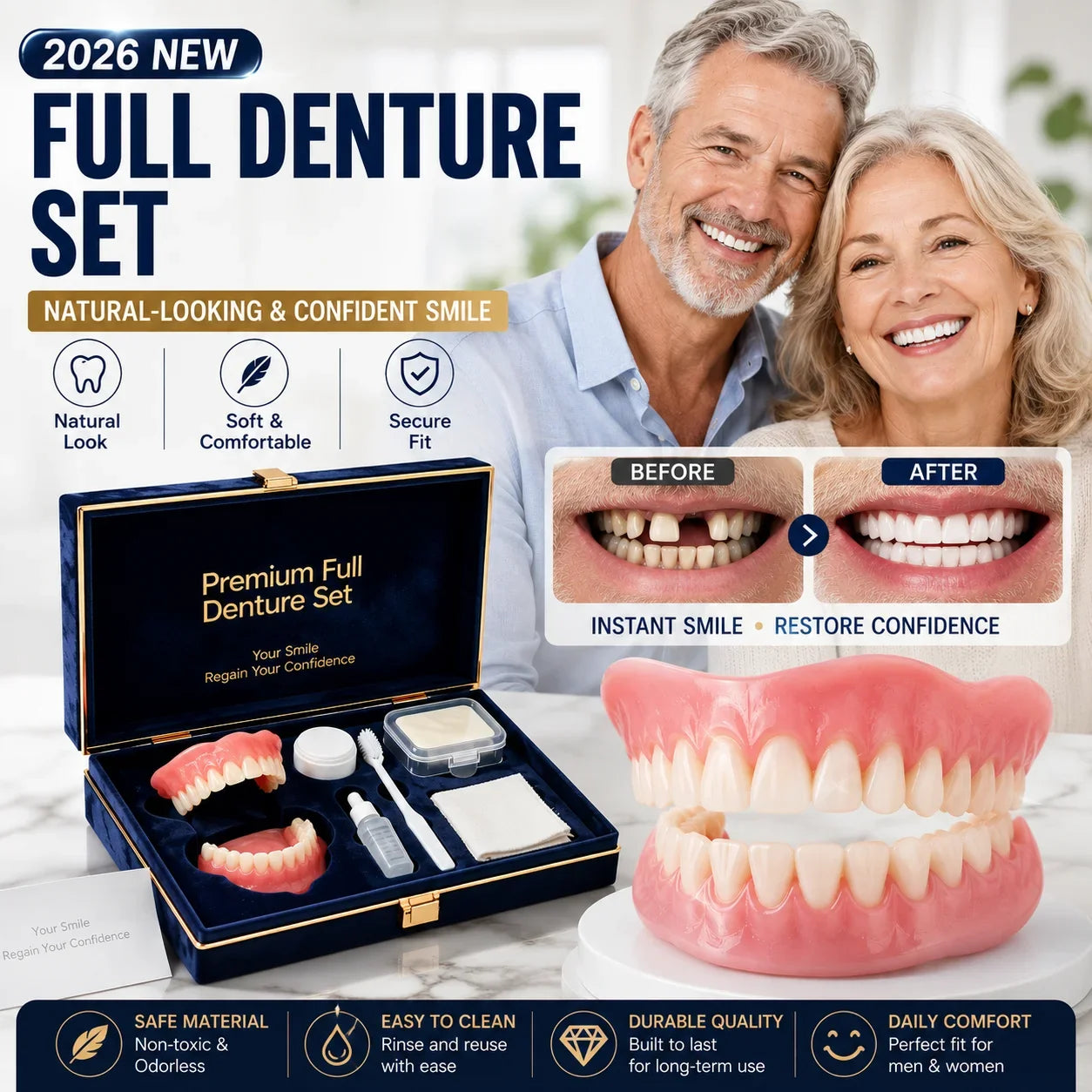 Temporary Full Denture Set for Instant Smile Correction - 2