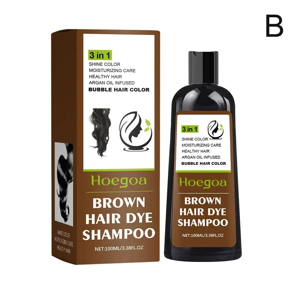3 in 1 Herbal Hair Color Shampoo 100ml Black or Brown Dye