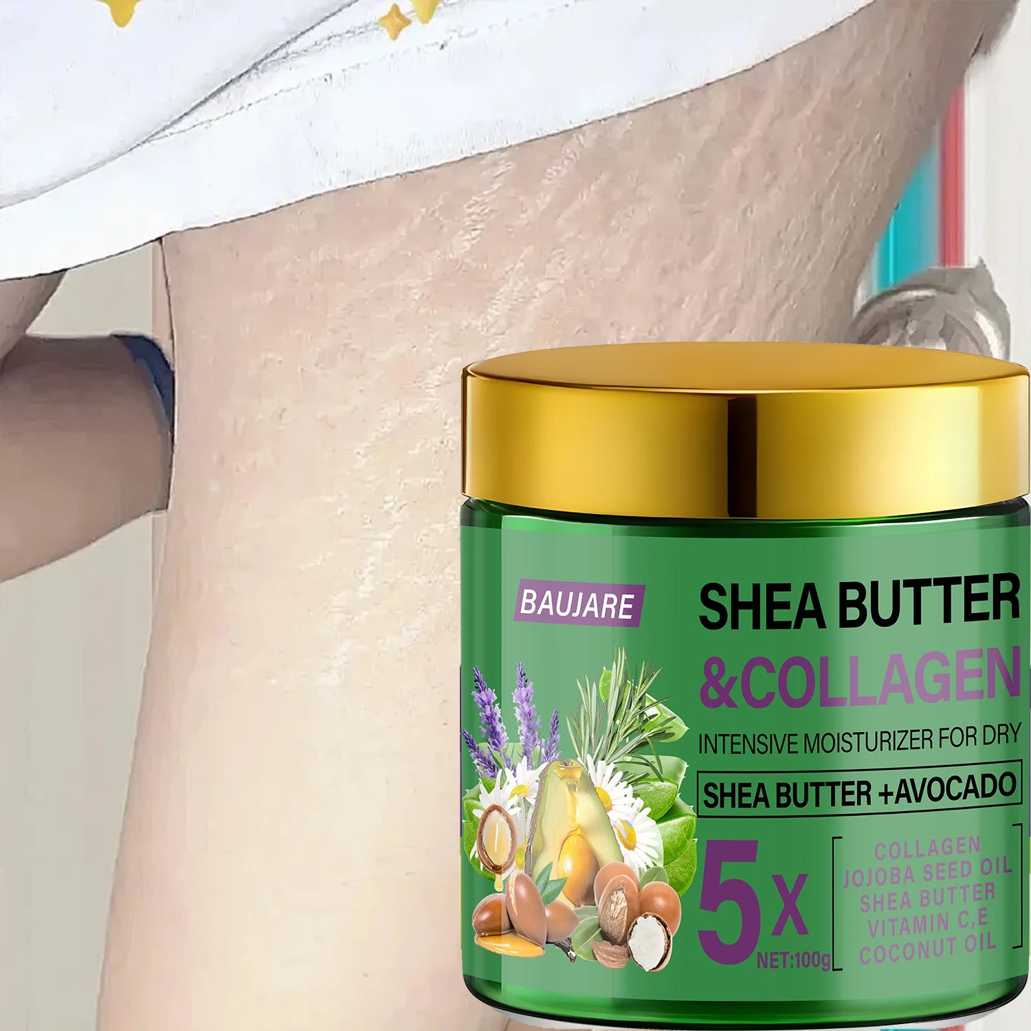 Baujare Shea Butter and Collagen Intensive Moisturizer for Dry Skin - 1