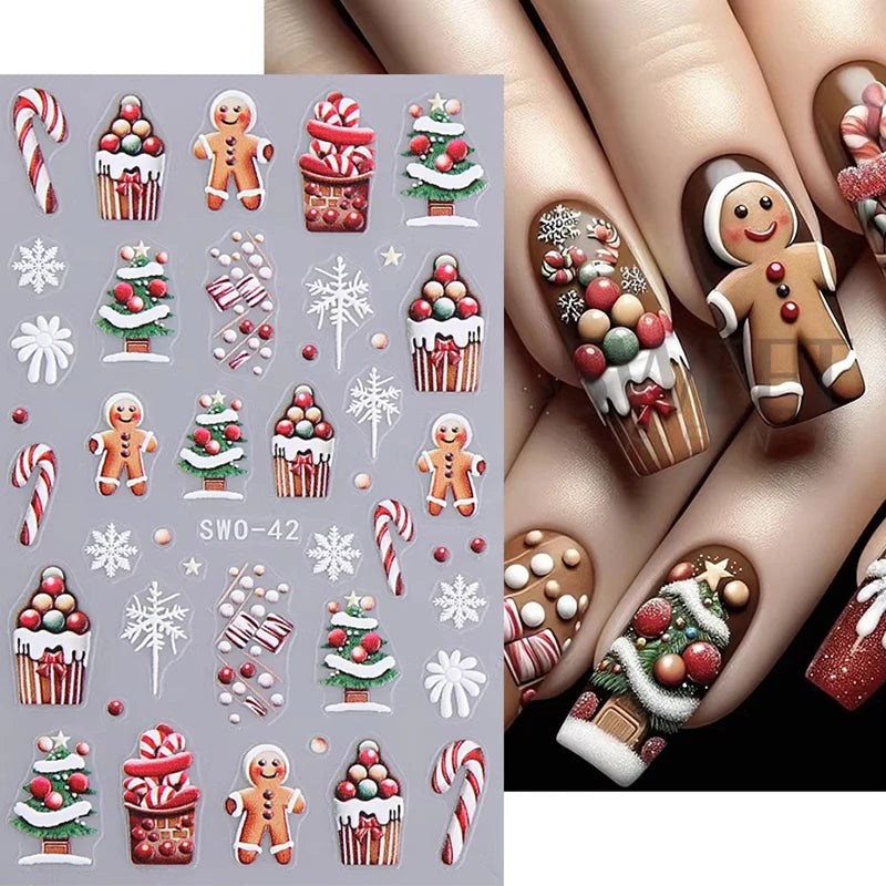 Festive Christmas Cartoon Nail Art Decals