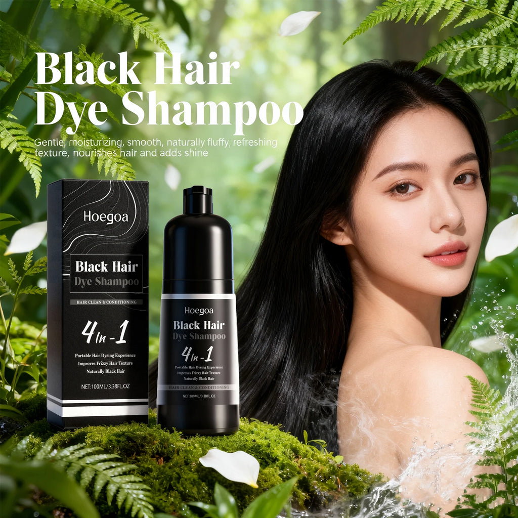 4-in-1 Black Hair Dye Shampoo for Gray Coverage