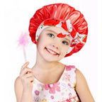 Kids Satin Sleep Bonnet With Bow Tie Adjustable Hair Care Night Cap
