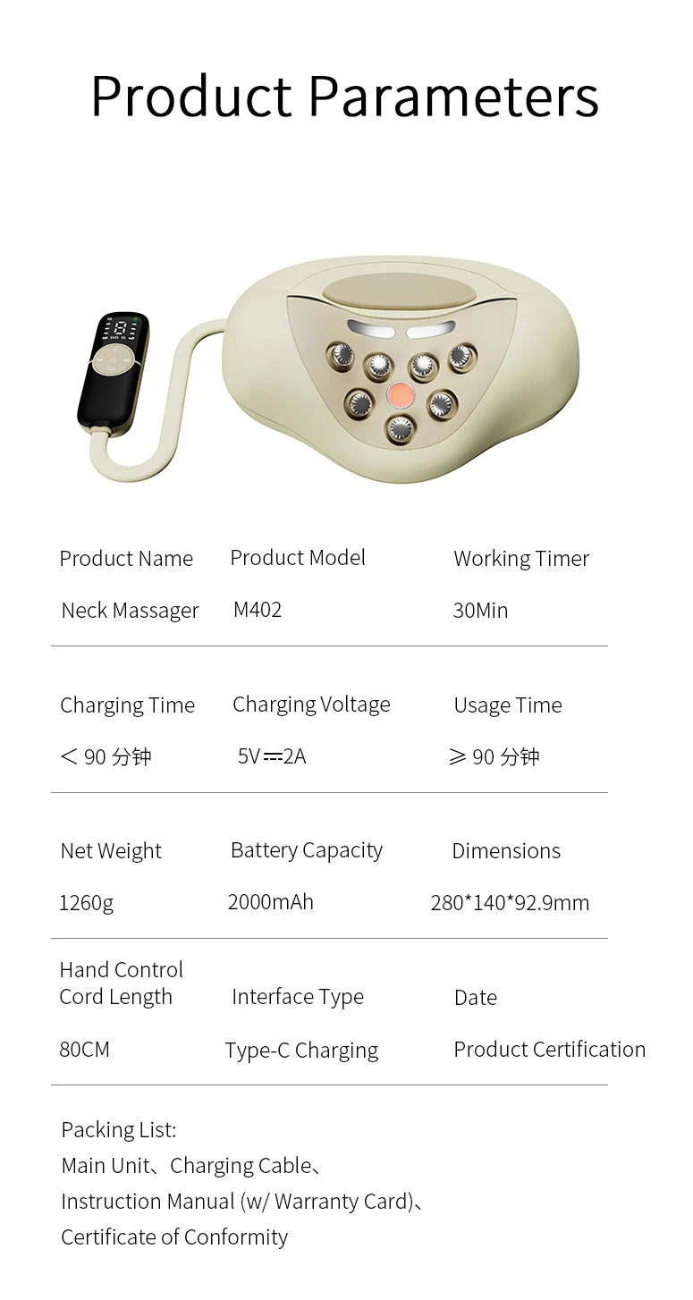 Cervical Neck Traction Massager with Metal Nodes