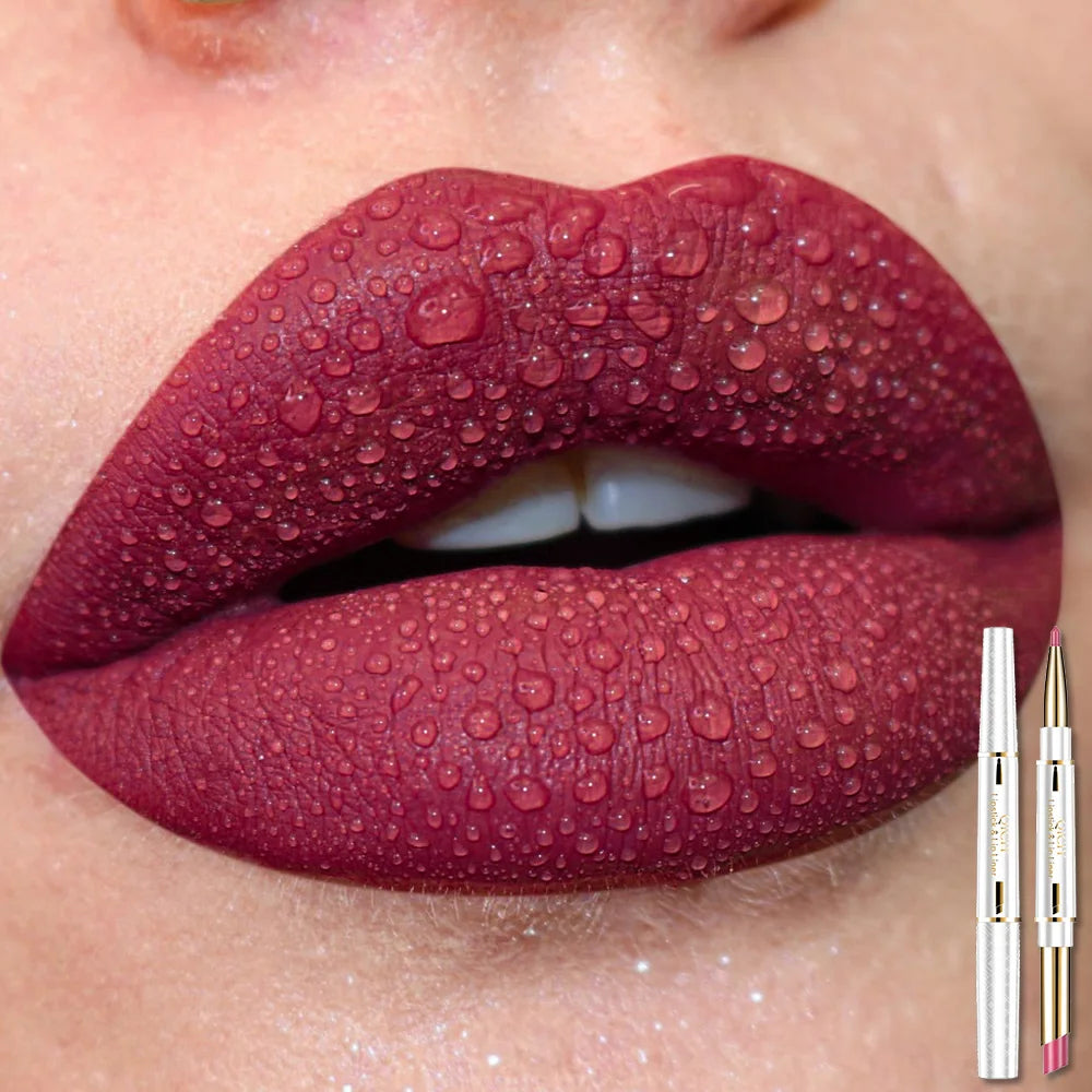 QICIY Dual Ended Lipstick and Lip Liner Long Lasting Waterproof Makeup - 11