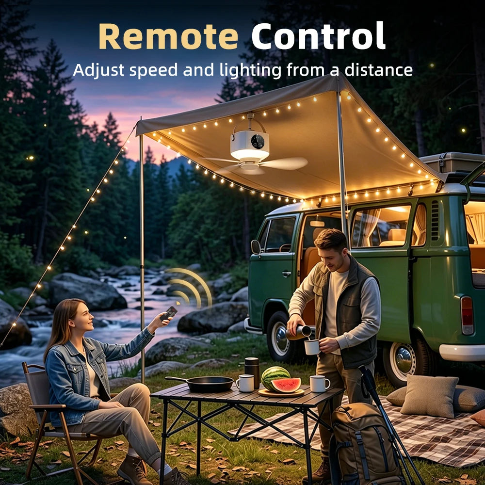 Portable Rechargeable Ceiling Fan with LED Light and Remote