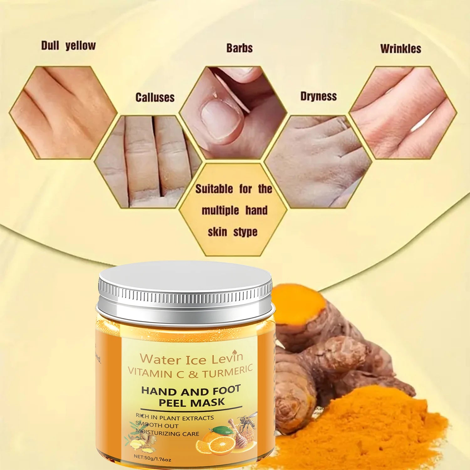 Vitamin C Turmeric Hand and Foot Peel Mask Exfoliating Treatment - 6