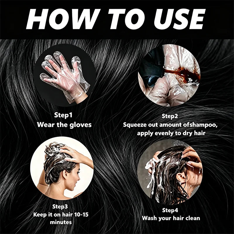 100ml Black Hair Dye Shampoo 10-in-1 Natural Nourishing Coloring - 14