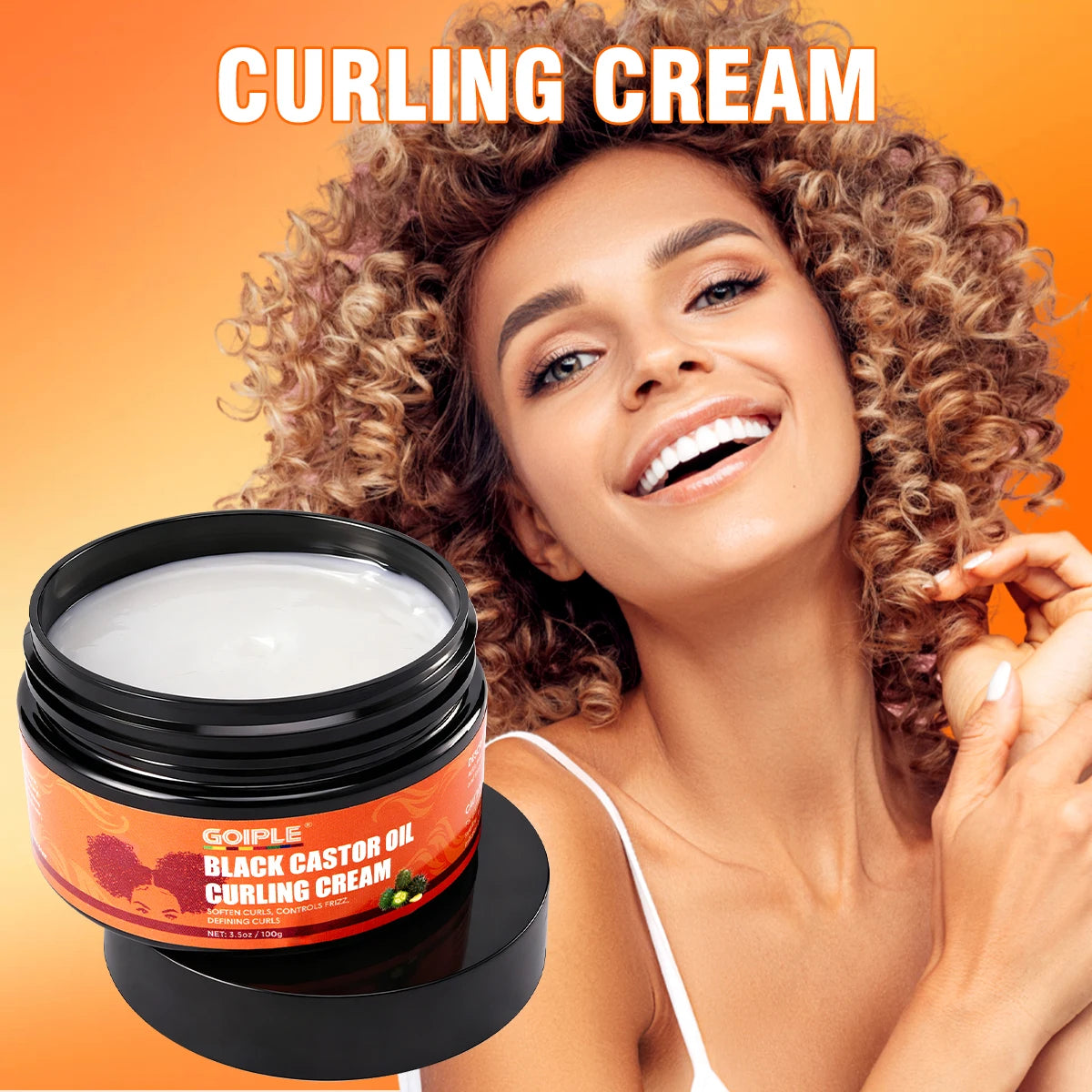 Black Castor Oil Curling Cream Hair Styling and Curl Defining Treatment - 1