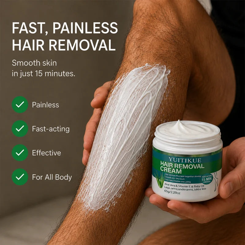 YUITIKUE Aloe Vera Hair Removal Cream Painless Smooth Skin Formula - 6