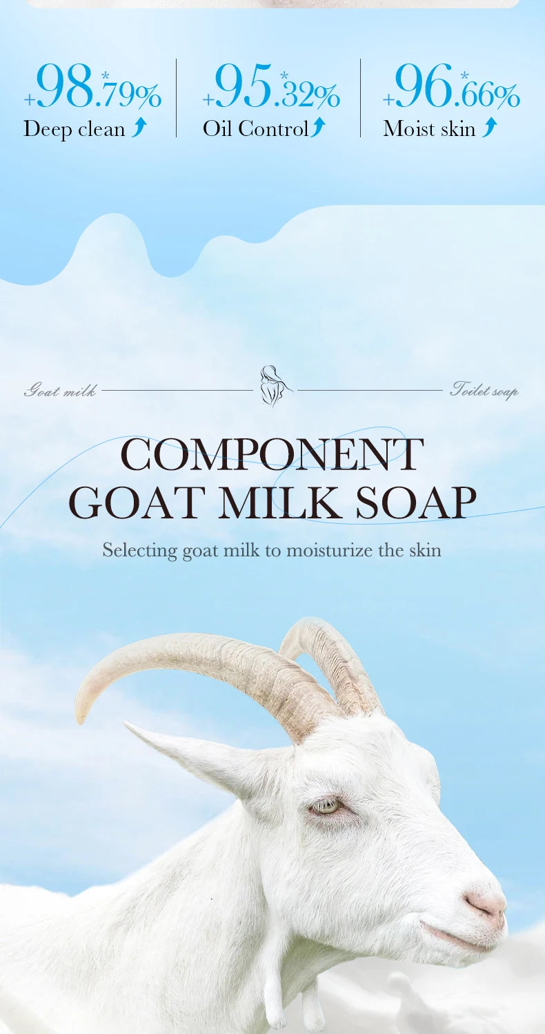 Sadoer Goat Milk Essence Soap Moisturizing Facial and Body Cleansing Bar - 12