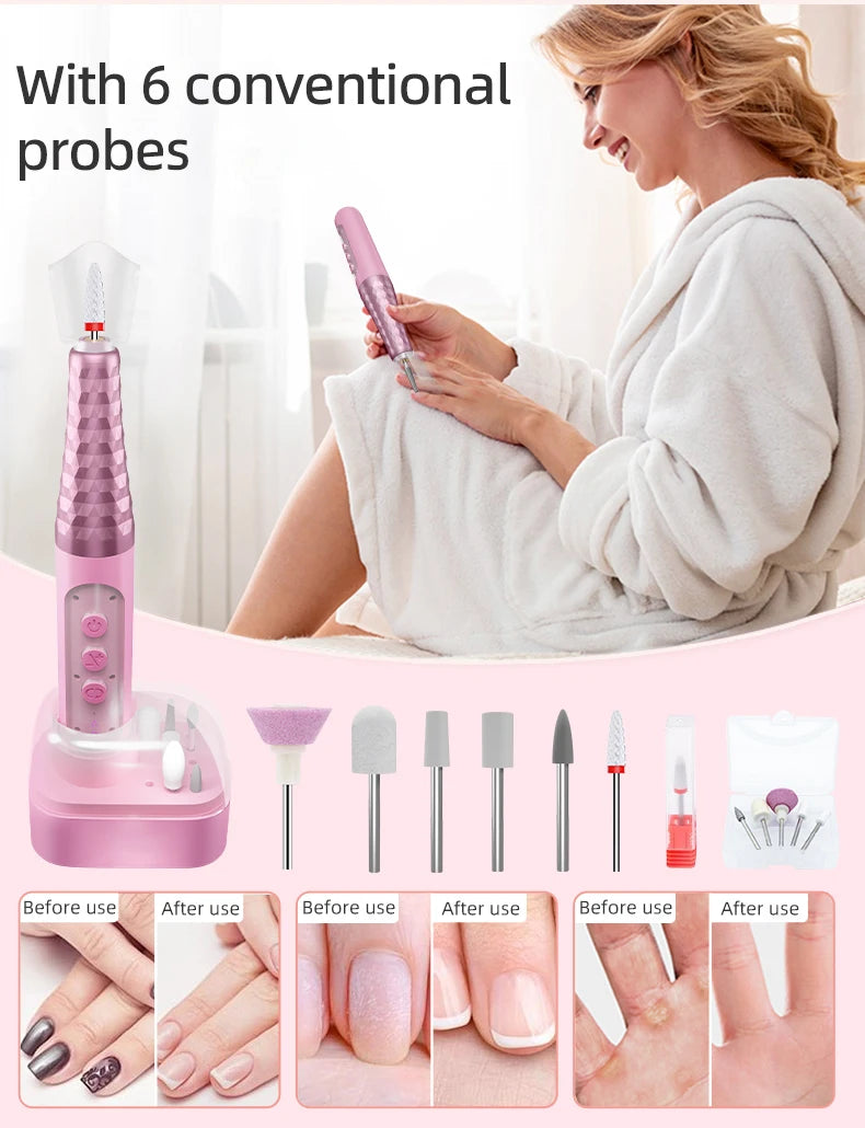Cordless Electric Nail Drill Kit for Manicure and Pedicure - 12