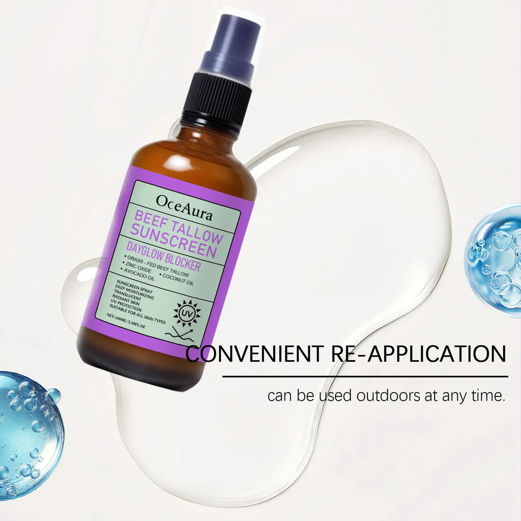 OceAura Beef Tallow Sunscreen Spray Moisturizing UV Protection Mist