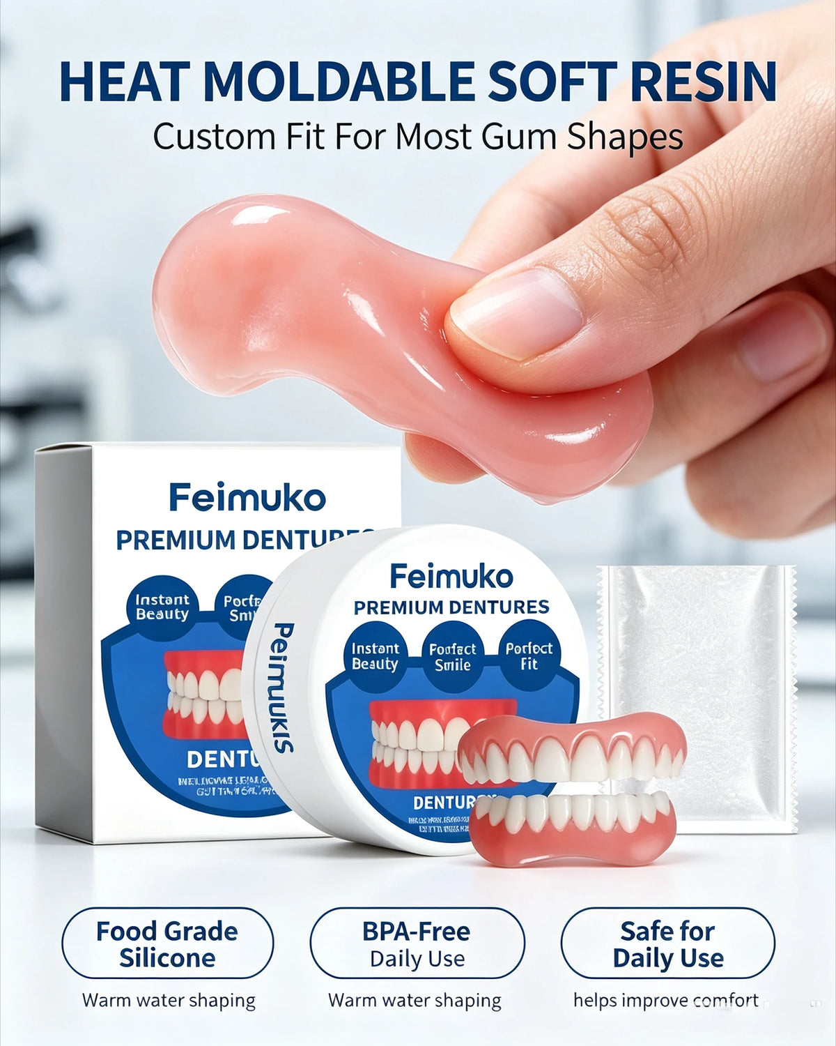 Snap-On Silicone Dentures for Natural Smile
