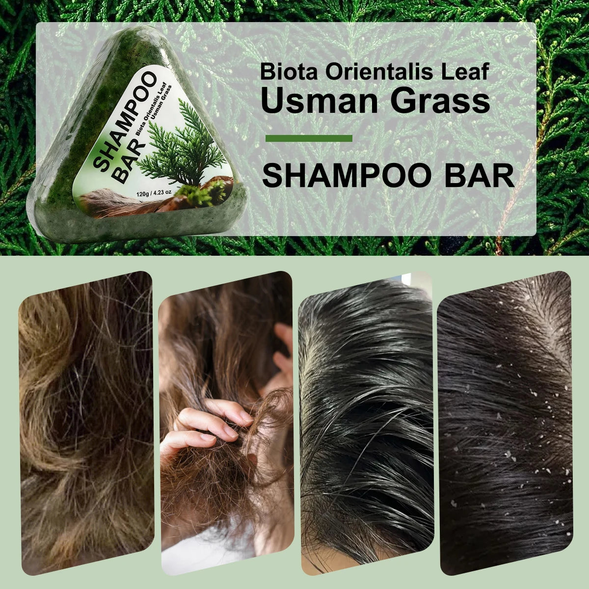 YURHERSU Usman Grass Shampoo Bar Herbal Hair Cleansing Soap 120g