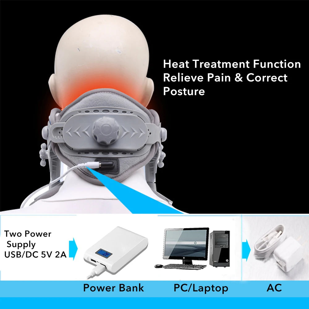 Heated Adjustable Cervical Neck Traction Stretcher and Support