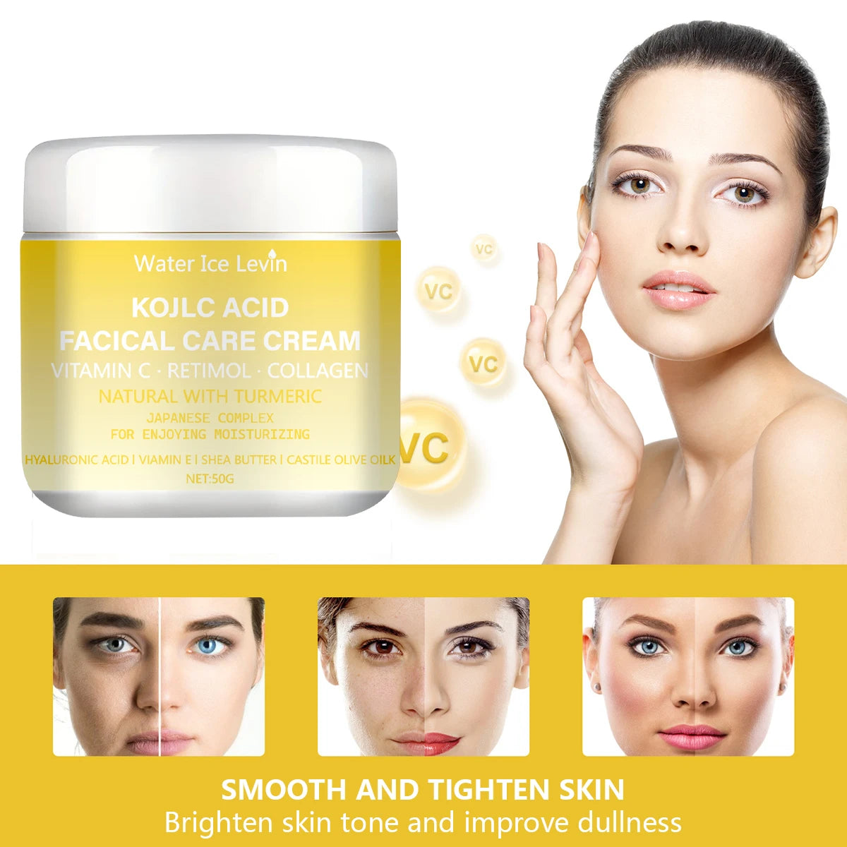 Water Ice Levin Kojic Acid Brightening Cream Vitamin C Retinol Moisturizer