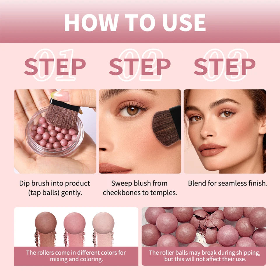 Shimmering Spherical Blush Powder Beads - 15