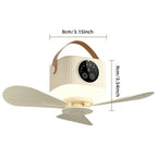 Portable Rechargeable Ceiling Fan with LED Light and Remote