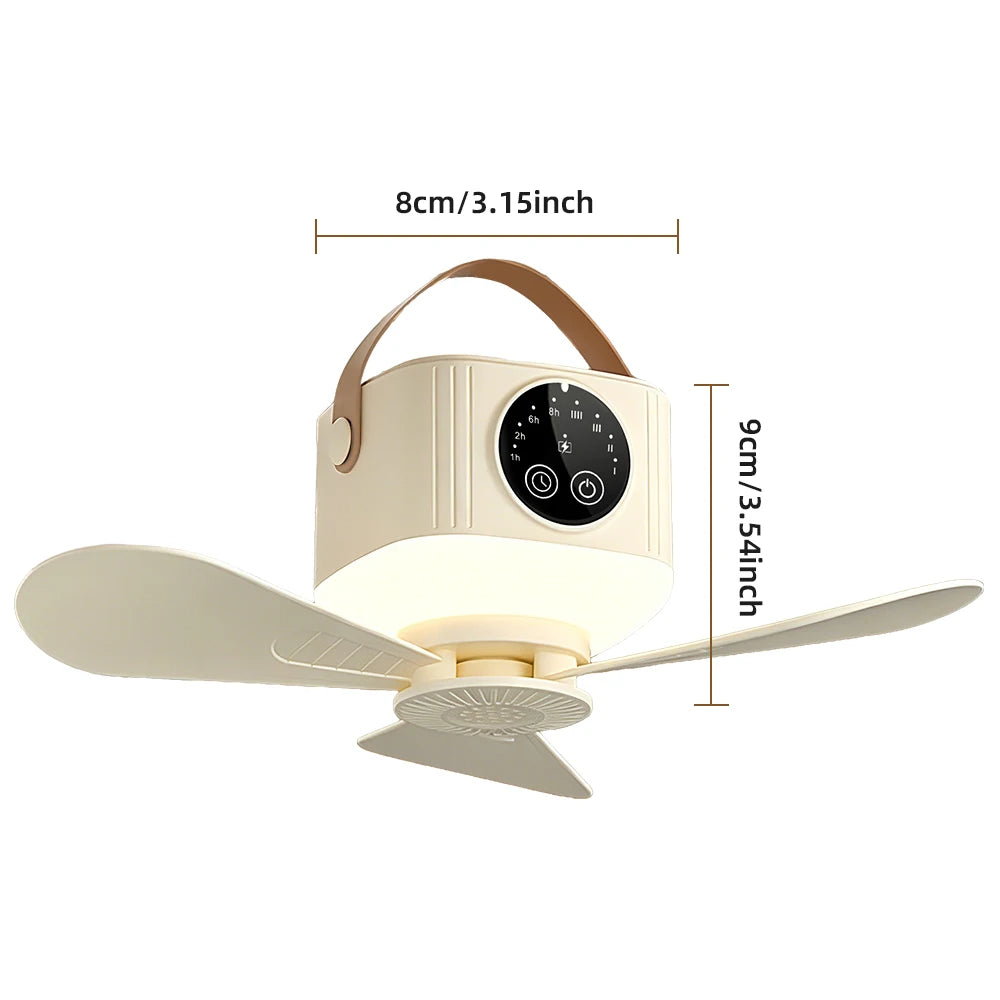 Portable Rechargeable Ceiling Fan with LED Light and Remote