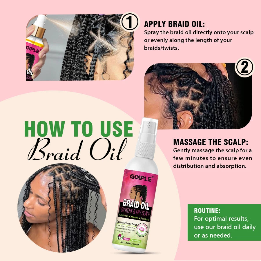 Goiple Braid Styling Kit Foam Mousse Braid Oil and Satin Bonnet