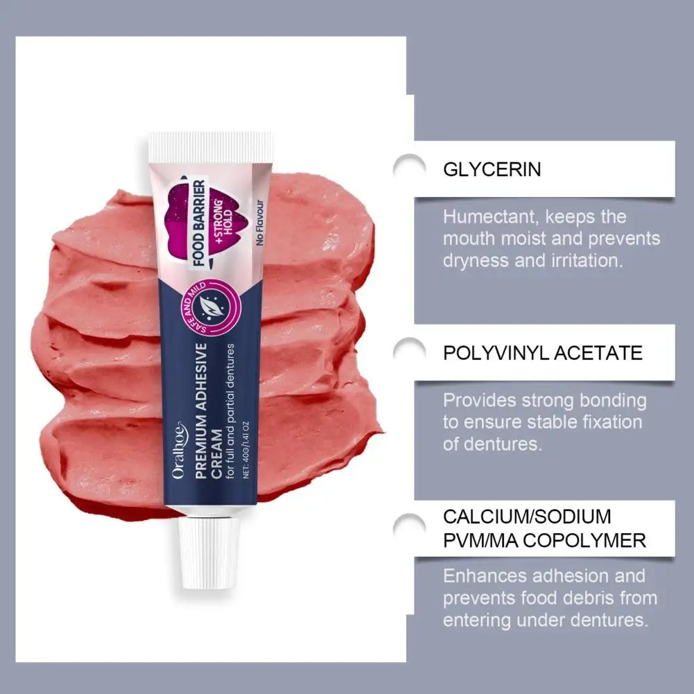 Strong Hold Denture Adhesive Cream for Full and Partial Dentures