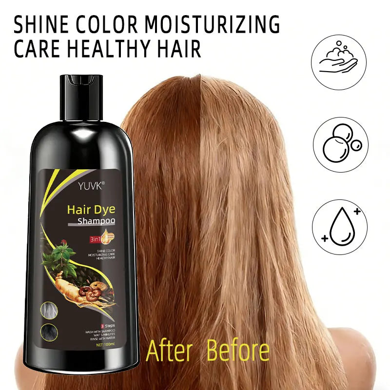 Herbal Hair Dye Shampoo for Gray Hair Coverage 100ml - 1