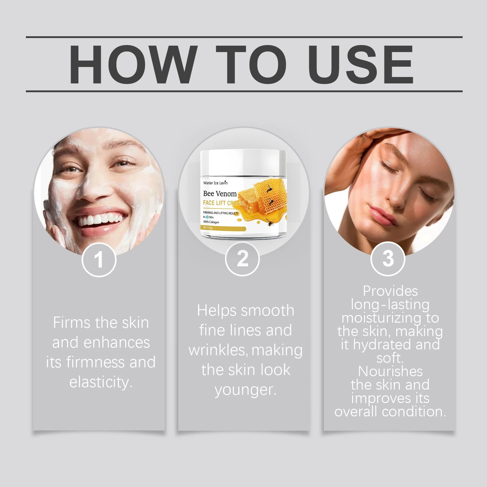 Bee Venom Face Lift Cream 50g Firming and Anti Aging Moisturizer - 2