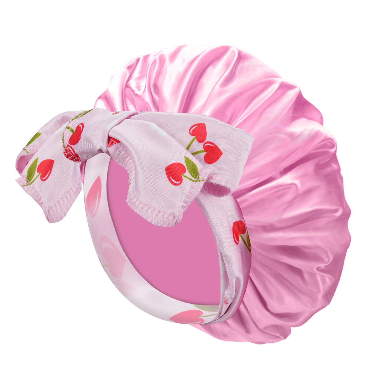 Kids Satin Sleep Bonnet With Bow Tie Adjustable Hair Care Night Cap