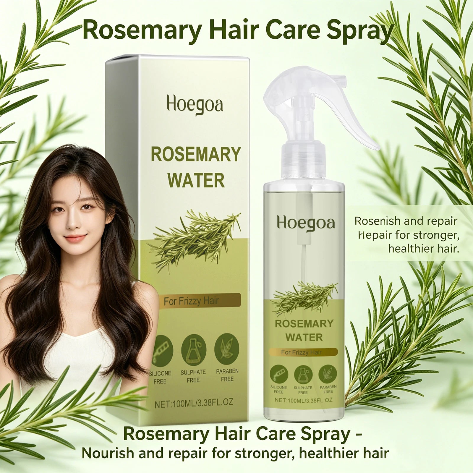 Rosemary Hair Strengthening Spray for Frizz Control and Growth - 2