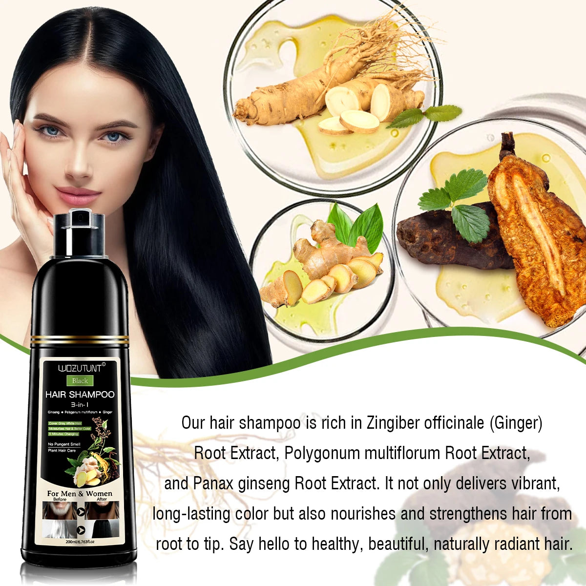 3 in 1 Black Hair Dye Shampoo and Soap for Gray Hair Coverage - 16