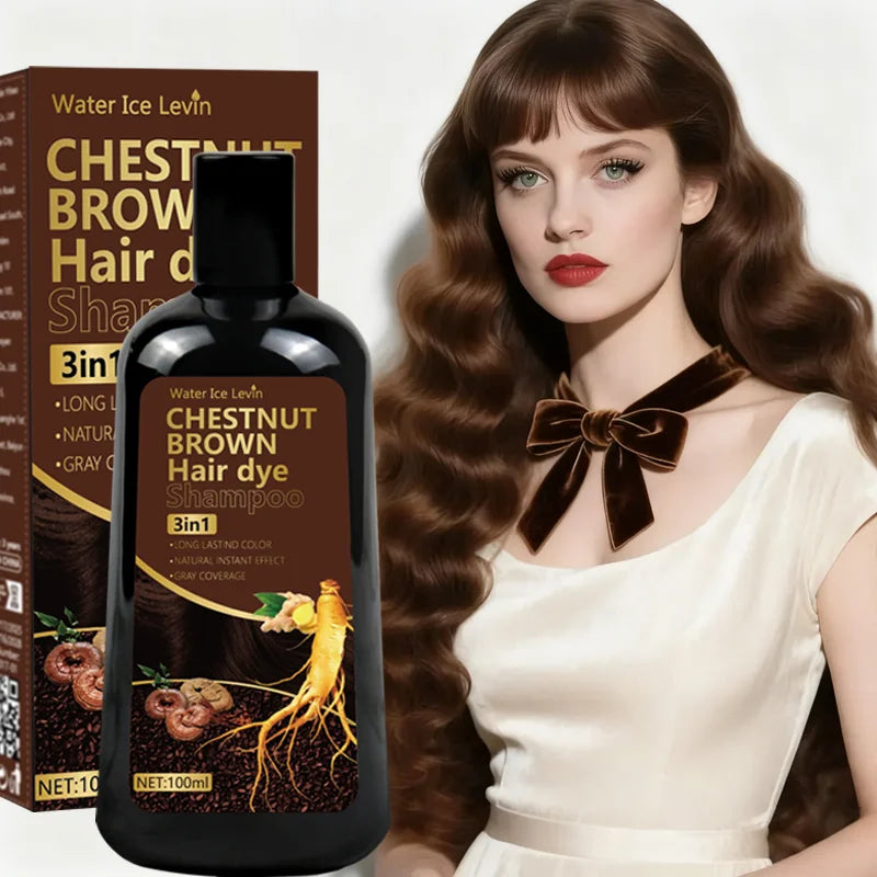 Chestnut Brown 3-in-1 Hair Dye Shampoo with Ginger and Ginseng 100g - 3