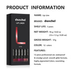 Professional 12-Piece Waterproof Lip Liner Pencil Set