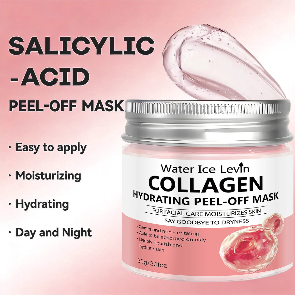 Collagen Hyaluronic Acid Peel Off Mask Hydrating Facial Treatment 60g