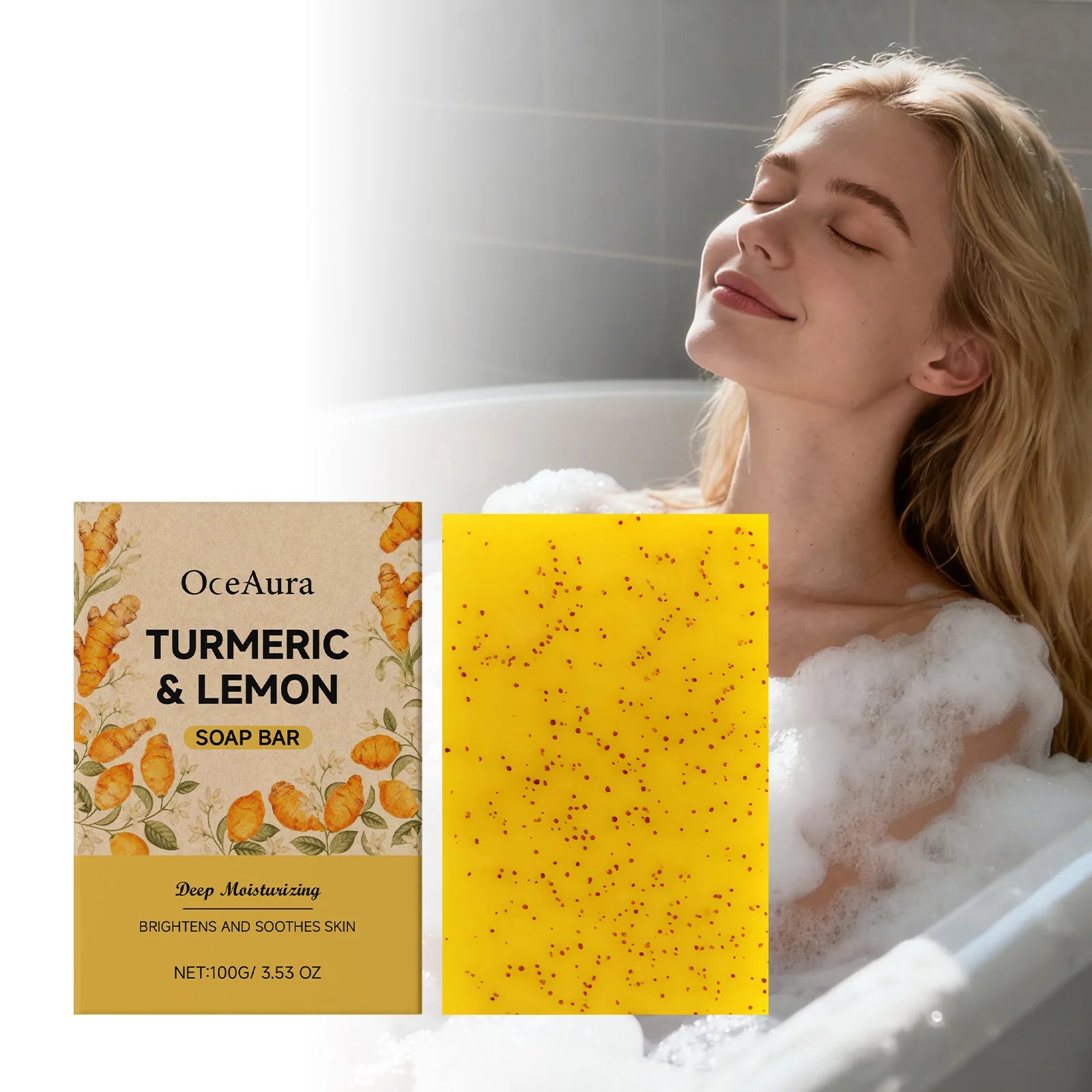 Turmeric Kojic Acid Brightening Bar Soap for Face and Body Cleansing