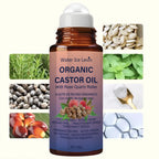 Organic Castor Oil with Rose Quartz Roller Hair and Skin Conditioner