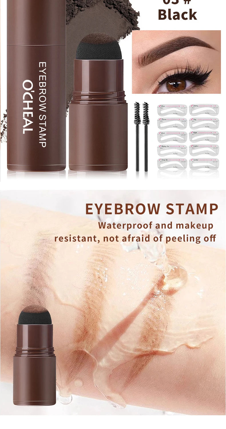 OCHEAL Eyebrow Stamp Kit Waterproof Brow Powder Makeup Stencil Set - 13